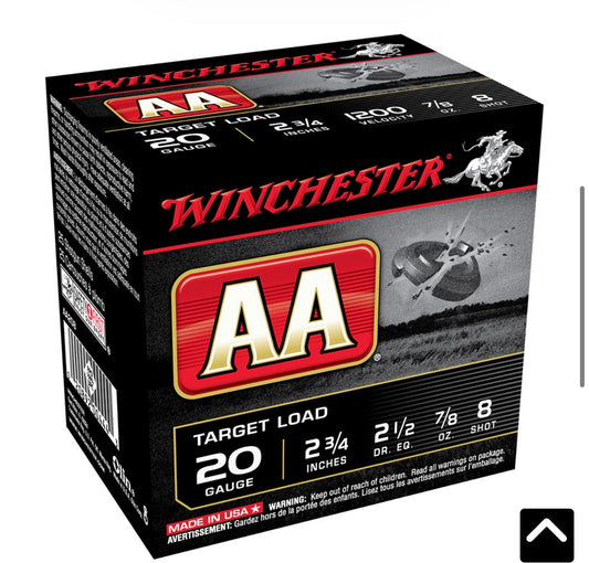 Target Load 20 GA 7/8 oz	1200 fps	#8 (sku AA208)